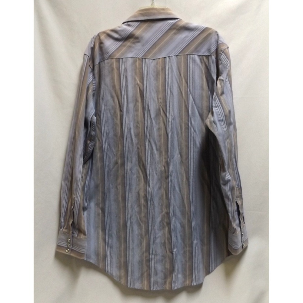 mens TRAILBLAZER WESTERN Striped SHIRT, Pearl snaps, sz LT - Picture 2 of 10
